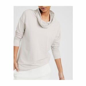 NWT Banana Republic Aster Mock Neck Cowl Sweatshirt Cream Women's XXS petite